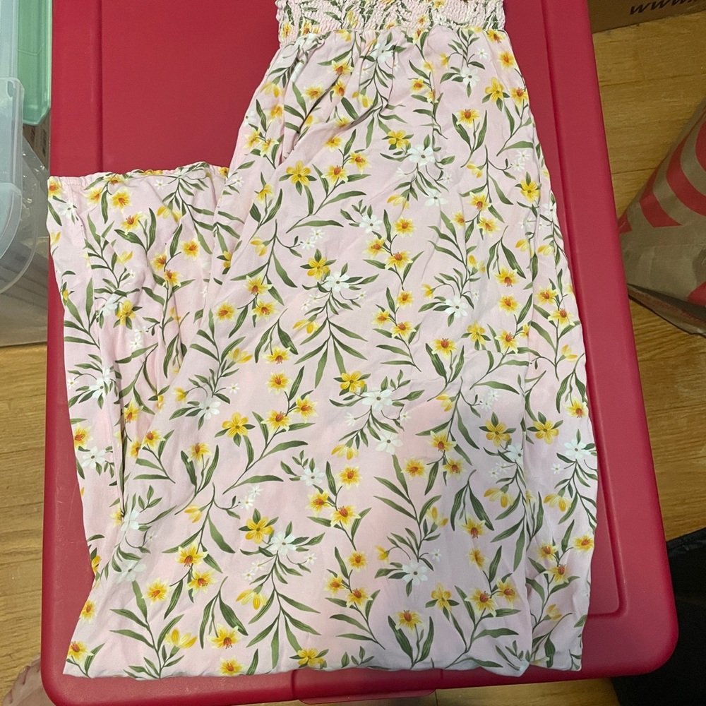 Old Navy Pink and Yellow Floral Maxi Skirt